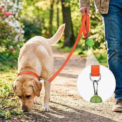 Joytale Dog Leash, 5 FT Double-Sided Reflective, Padded Handle Nylon Heavy Duty Leashes for Small Dogs Walking, Orange