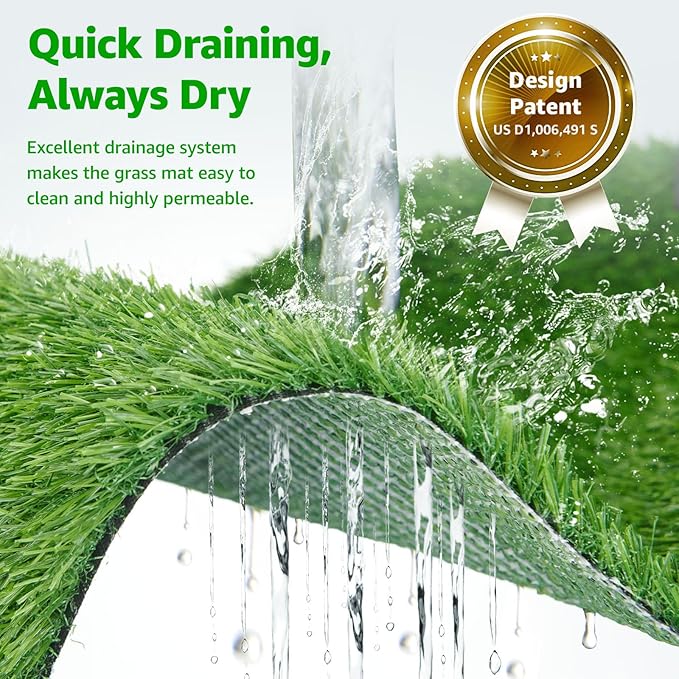 Portable Dog Grass Pad with Tray 20''x25'': Dog Litter Box with Artificial Grass Patch Bathroom Mat & Washable Pee Pad for Puppy Potty Training, Pet Loo Indoor Outdoor Use for Patio Balcony Apartment
