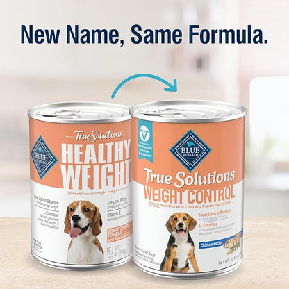 Blue Buffalo True Solutions Weight Control Wet Dog Food for Adult Dogs, Made with Natural Ingredients, Chicken, 12.5-oz. Cans (12 Count)