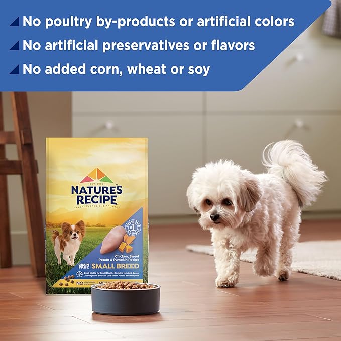 Nature's Recipe Grain Free Small Breed Dry Dog Food, Chicken, Sweet Potato & Pumpkin Recipe, 12 lb. Bag