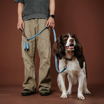 Didog Soft PU Leather Dog Collar for Large Dogs,Classic Adjustable Dog Collars with Quick Release Metal Buckle,Easy Clean and Comfortable with Nylon Lining,Denim Blue,L Neck 16-23"