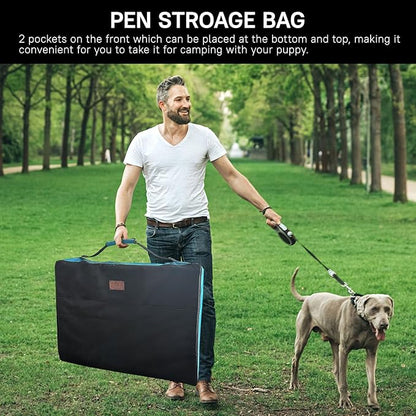PJYuCien Dog Playpen Plus Storage Bag, 31.3" H 8 Panels Puppy Pen with Square Bottom & Top Cover, Heavy Duty Dog Fence for Camping