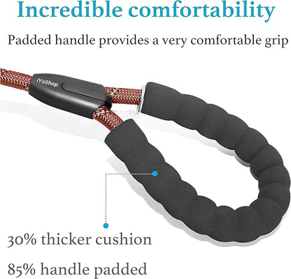 iYoShop Dual Dog Leash - 360° Swivel, No Tangle Walking Leash with Shock Absorbing Bungee for Two Dogs (Large, 25-150 lbs, Brown)