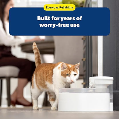 PetSafe Outlast Cat Fountain - Pumpless Water Fountain - HydroSpin Continuous Water Flow - Dual Ion-X Filtration - Dishwasher Safe - Smart Sensor Fountain - 90 oz
