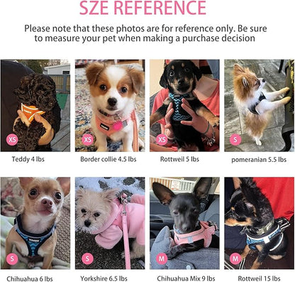 Dog Harness for Small Dogs and Leash Set, Honeycomb Grid, Reflective Lightweight Harness & Anti-Twist Pet Lead (Multi Color, Size: XS-S-M) (M, Pink)