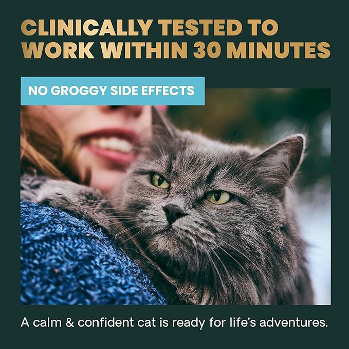 VetriScience Calm & Confident Chews, Composure Calming and Anxiety Supplement for Cats, Reduce Stress and Fear, Ideal for Travel, Vet, Grooming and Routine Changes, Chicken, 30 Count