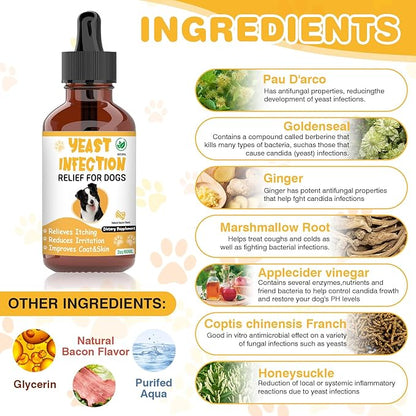 Natural Yeast Infection Treatment for Dogs,Supports Healthy Itch Relief,Inflammation Relief,Allergy Relief & More,Dog Ear Infection Treatment,Itch Relief for Dogs,Ear Infection Treatment for Dog