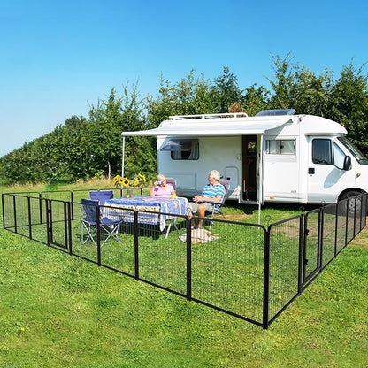 Kfvigoho Dog Playpen Outdoor Extra Wide 32 Piece Panels Heavy Duty Dog Fence 40" Height Anti-Rust with Doors Portable for RV Camping Yard, Total 84FT, 561 Sq.ft, Snowy Black