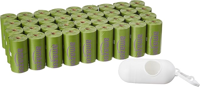 Amazon Basics Premium Leak Proof Dog Poop Bags with Dispenser and Leash Clip, Lavender Scented, 13" x 9", 540 Count (36 Rolls of 15)