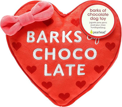 Pearhead Valentine’s Day Plush Dog Toy – Barks of Chocolate Box Squeaky & Crinkle Stuffed Dog Toy, Interactive for Dogs