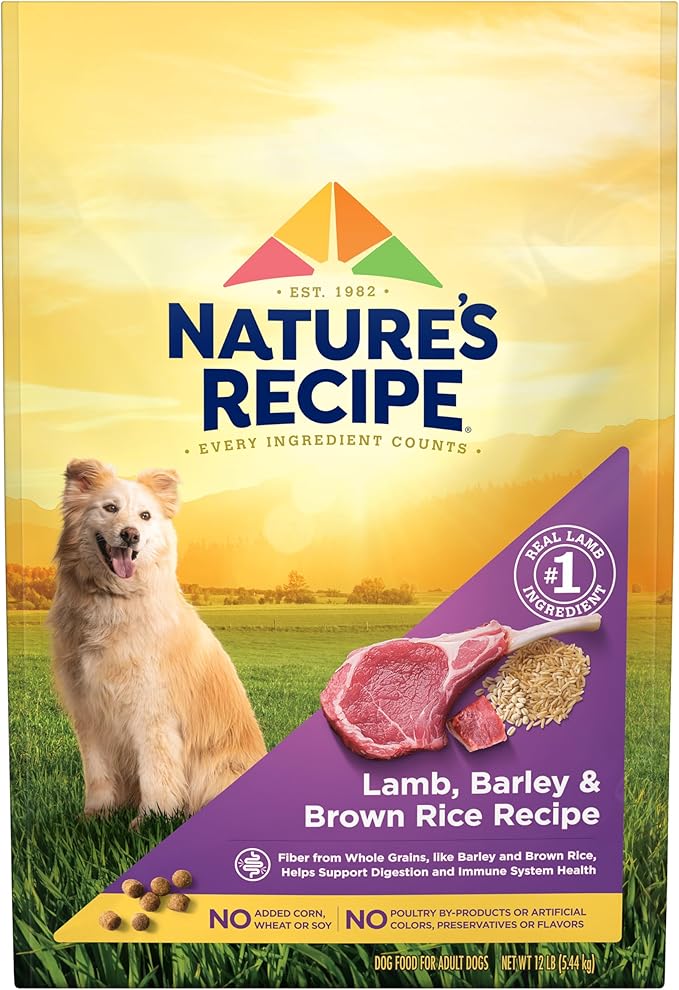 Nature′s Recipe Lamb, Barley & Brown Rice Recipe Dry Dog Food, 12 lb. Bag