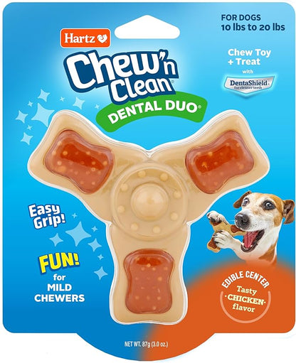 Chew ‘n Clean Chew Toy and Treat in One Chicken Flavored Tri-Point Dog Toy, Small