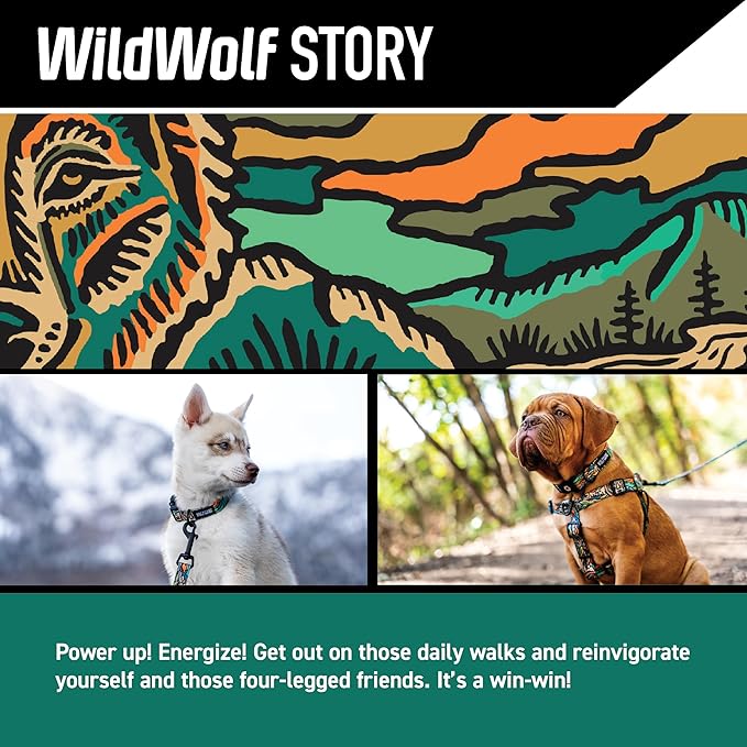 Wolfgang Heavy Duty Dog Leash, Pull-Tested for Walking & Training, WildWolf Print, Large