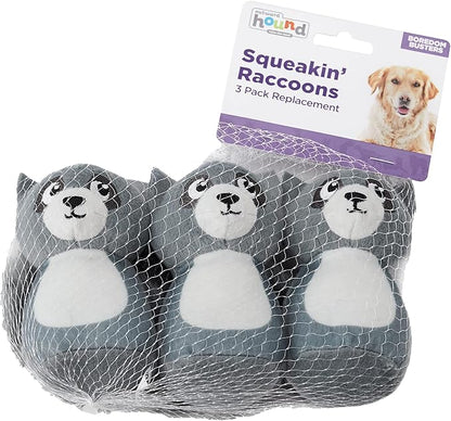 Outward Hound Squeakin' Raccoon Hide A Puzzle Plush Replacement Dog Toys - 3 Pack