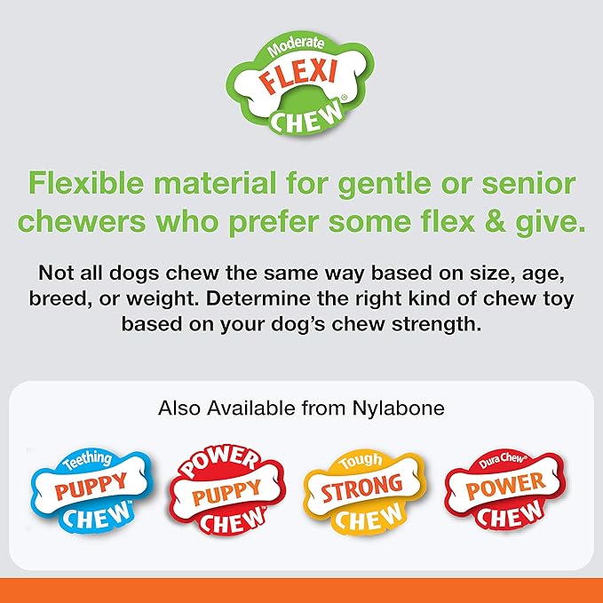 Nylabone Original Bone Flexi Chew Toy for Dogs, Dog Toys for Moderate Chewers, Dog Chew Bones, Chicken & Original Flavor, For X-Small Dogs - Up to 15 lbs, 3 Pack