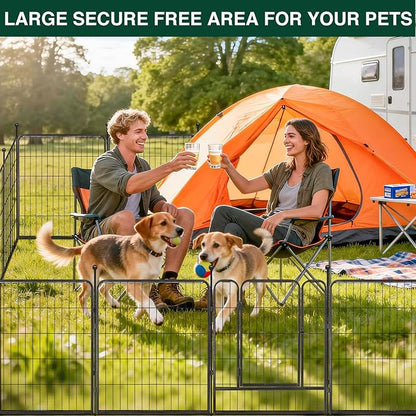VISCOO Dog Playpen Outdoor, 16 Panels 32" H Dog Pen Indoor, Metal Dog Fence Outdoor, Pet Fence for Large/Medium/Small Dogs, Indoor Puppy Playpen, Foldable Heavy Duty Exercise Pen for RV,Camping,Yard
