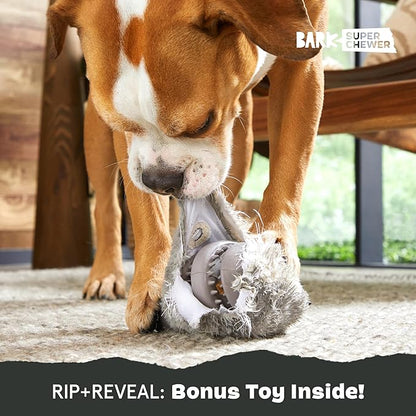 Barkbox Super Chewer Tough Dog Chew Toys for Aggressive Chewers, Plush 2 Toys in 1 (Hare Raiser - Large)