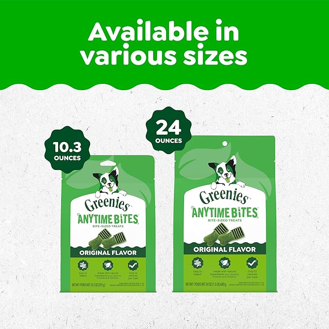 Greenies Anytime Bites Dog Treats, Original Flavor, Dog Training Treats, 24 oz. Bag