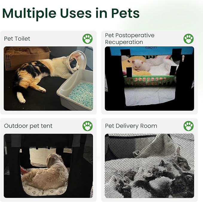 Love's cabin Pet Puppy Dog Playpen, Large Dog Tent Crates Cage Indoor/Outdoor, Portable Exercise Playpen for Dog and Cat, Foldable Pop Up Dog Kennel Playpen with Carring Case (L, Green)