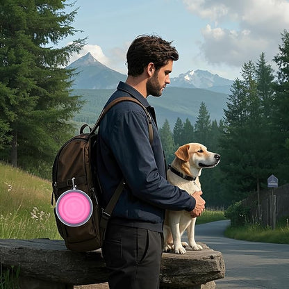 SLSON Dog Bowls Pet Collapsible Bowl with Cover Lids,2 Pack Dog Travel Bowls Portable Foldable Cat Water Dish Bowl for Pets Walking Parking Camping (Pink and Purple, Large)
