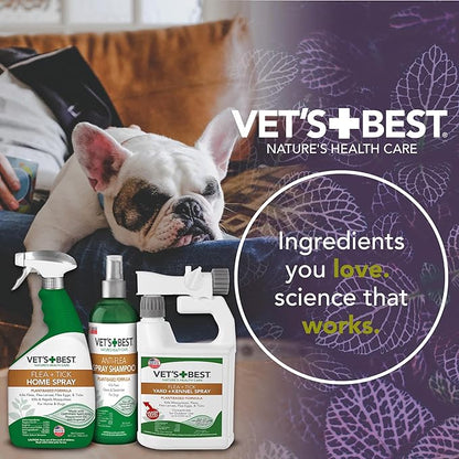Vet’s Best Natural Flea and Tick Spray Shampoo for Dogs – Natural Plant-Based Formula with Certified Essential Oils – Anti-Flea and Tick Treatment with Itch Relief – Safe Pest Control – 16 oz Bottle