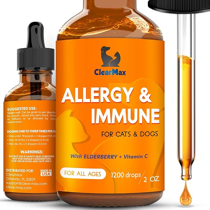 Dog Allergy Relief for Puppies & Adult Ones – Cat & Dog Itching Skin Relief Helps with Irritation & Supports General Well-Being – Cat Itchy Skin Treatment with Organic Composition – 2 Oz Bottle
