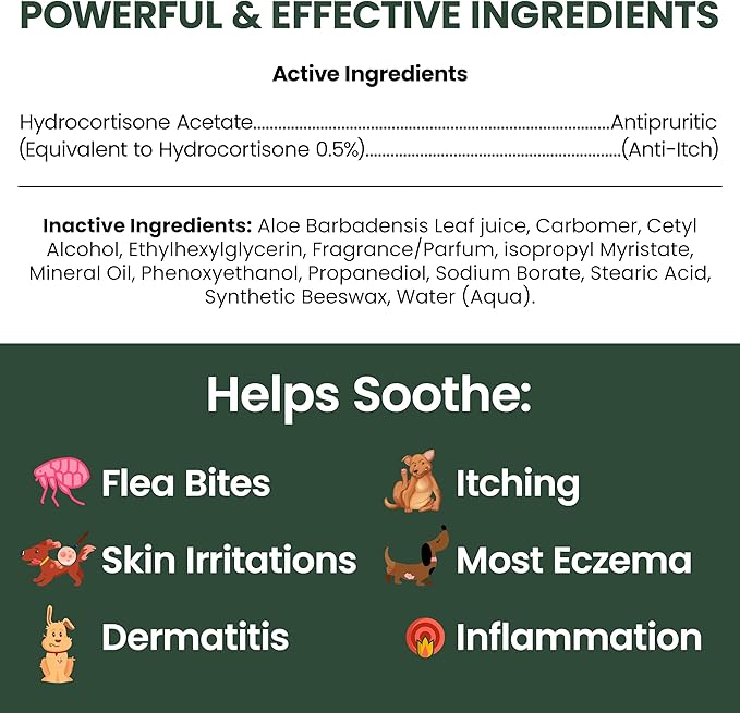 Chew + Heal Labs Hydrocortisone Lotion for Dogs - 8 oz Anti Itch Cream for Irritated Skin, Flea Bites, Itching, and More - Made in the USA