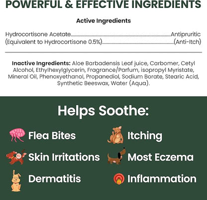 Chew + Heal Labs Hydrocortisone Lotion for Dogs - 8 oz Anti Itch Cream for Irritated Skin, Flea Bites, Itching, and More - Made in the USA