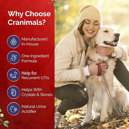 Cranimals Organic Cranberry Cat and Dog Supplement, Prevents UTIs, Incontinence and Struvite Stones, Replaces antibiotics.