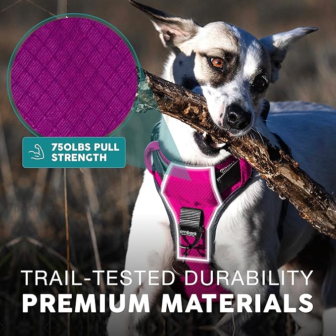 Embark Adventure Large Dog Harness – No-Pull, Reflective Trim, Military-Grade Nylon, Front Clip with Gel-Lined Handle
