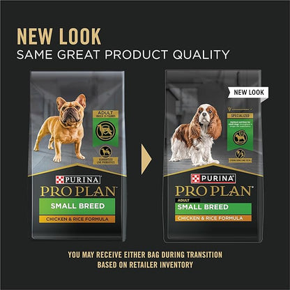 Purina Pro Plan Small Breed Dry Dog Food Chicken and Rice Formula With Guaranteed Live Probiotics - 18 lb. Bag