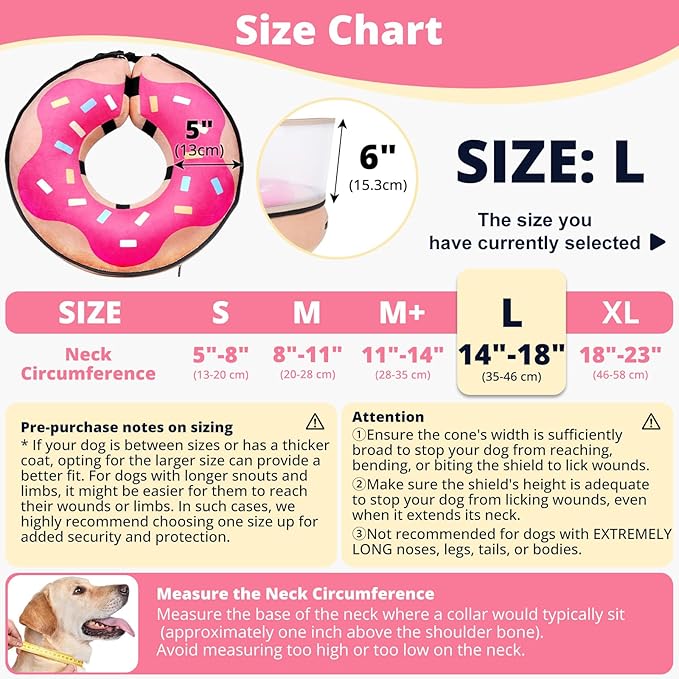 Inflatable Dog Cone with Transparent Shield, Protective Dog Donut Collar After Surgery to Stop Licking, Soft Donut Cone for Large Pets, Adjustable Recovery Collar with Buckle Visibility