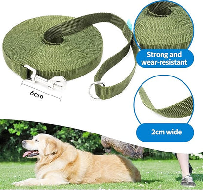 BAAPET 15/20/30/50/100 ft Long Dog Training Leash with Clickers for Small, Medium and Large Dogs or Cats (100 Feet, DarkGreen)