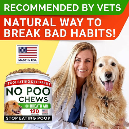 STRELLALAB No Poo Chews for Dogs with Probiotics, Enzymes & Breath Aid Support (Turkey)