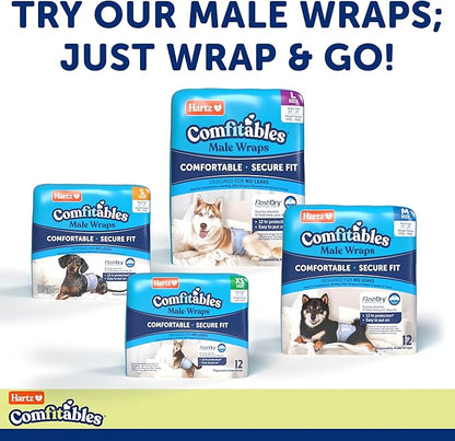 Hartz Comfitables Disposable Dog Diapers, Size Small 12 Count, Comfortable & Secure Fit, Easy to Put On, Super Absorbent Male and Female Diaper