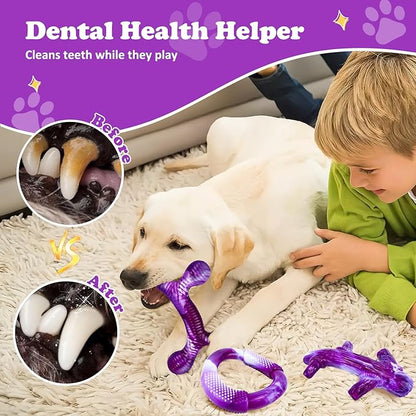 Furdog 3 Pack Dog Toys for Aggressive Chewers Indestructible Dog Toy for Large Dogs Tough Dog Toys to Keep Them Busy, Purple (Purple2)