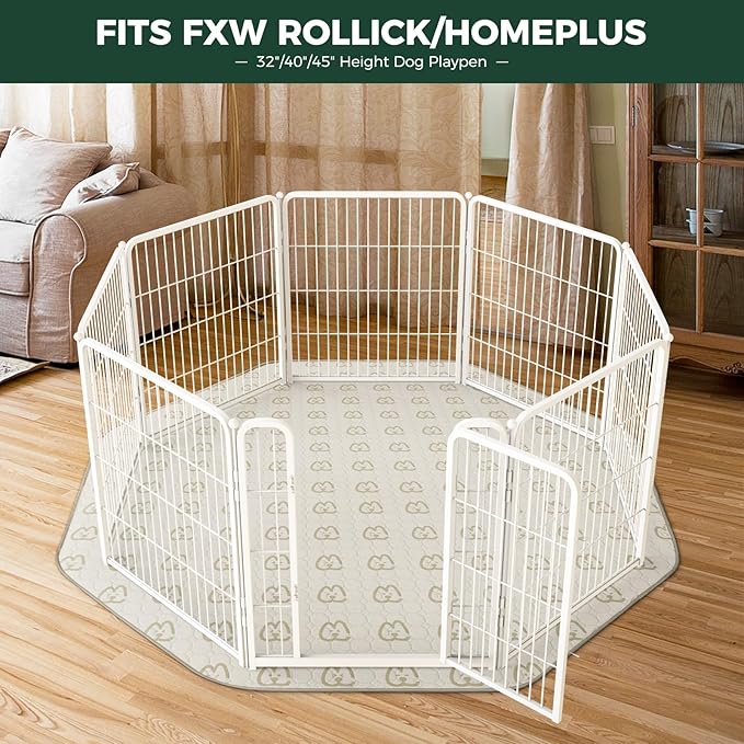 FXW Washable Pee Pads for Dogs, Leak-Proof & Non-Slip, Specifically Designed for FXW Rollick/Homeplus 32/40/45inch 8 Panels Dog Playpen, 34" Octagon, Khaki, 2 Packs