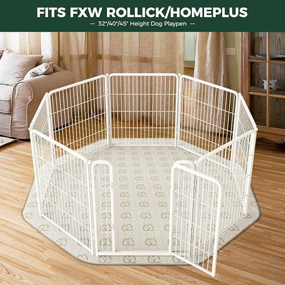 FXW Washable Pee Pads for Dogs, Leak-Proof & Non-Slip, Specifically Designed for FXW Rollick/Homeplus 32/40/45inch 8 Panels Dog Playpen, 34" Octagon, Khaki, 2 Packs