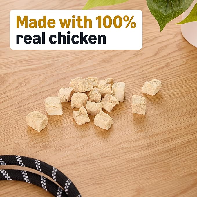 Amazon Basics Dog Treats Freeze Dried Raw Single Ingredient Chicken Breast, High Protein, Healthy Training Treats or Meal Topper for All Dogs, Grain-Free, 3 Oz (Previously Wag) (Pack of 2)