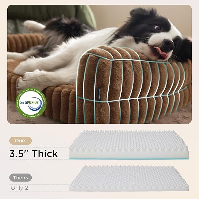 Bedsure ComfyFleece™ Orthopedic Dog Beds for Extra Large Pro Dogs, Waterproof Memory Foam XL Pet Bed with Sides, Non-Slip and Egg-Crate Foam Big Dog Couch Sofa with Washable Corduroy Cover, Brown
