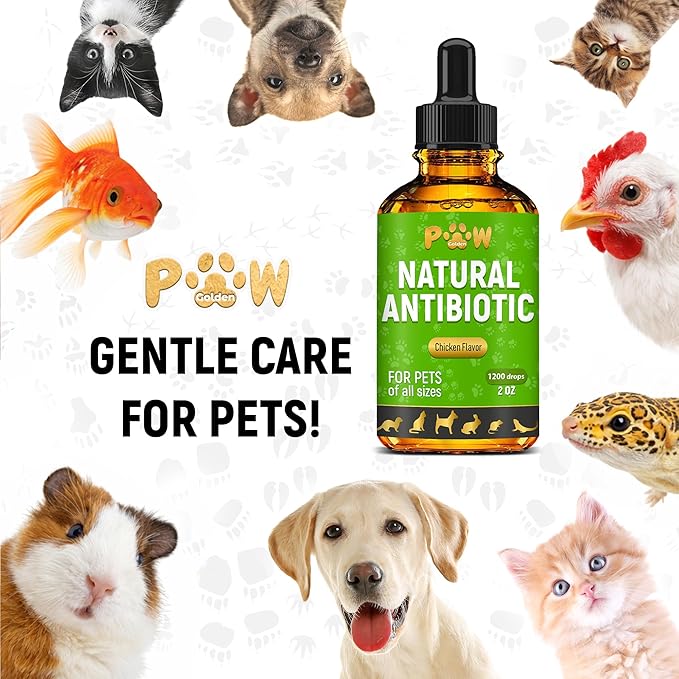 Pet Antibiotics for Cats, Dogs, Rabbits – Works Well As Fish, Poultry, Reptile, Turtle, & Chicken Antibiotics – Helps with UTIs, Allergies, Runny Nose – Herbal Supplement for Digestive Support – 2 Oz