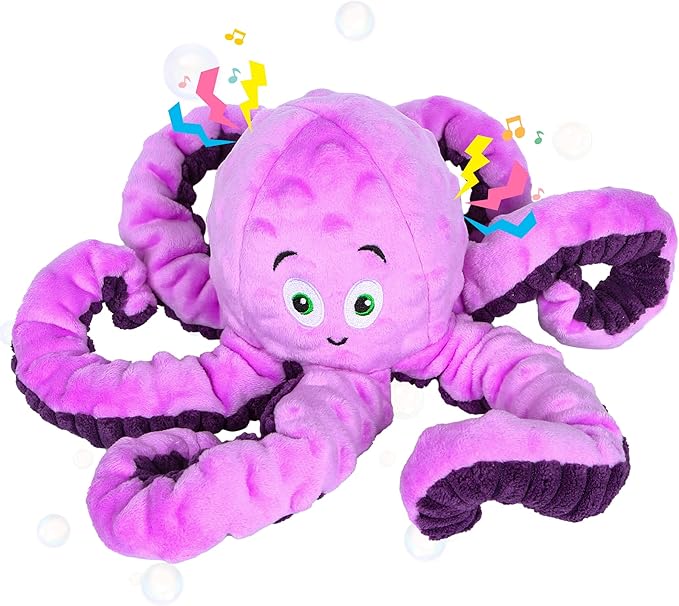 BUYPOW Dog Squeaky Toys Octopus - Tough Plush Large Medium & Small Dog Toys - Stuffed Animals Puppy Toys - Funny Cute Dog Toy for Dog Birthday Presents (Octopus Purple)