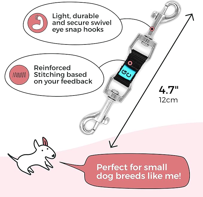 Gentle Creatures Collar Companion - Mini - Small Dogs Collar Backup Clip for Dog Harness, Prong, Pinch Collars, Gentle Lead - Double Ended Backup Clasp - Harness to Collar Safety Clip