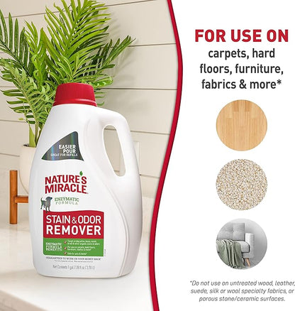 Nature's Miracle® Stain & Odor Remover, Tough on Dog Urine, Feces, Vomit, Drool and Other Organic Stains and Odors, 1 Gallon (Pack of 4)