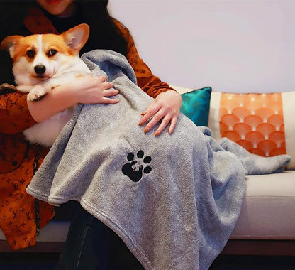 Dogvingpk Extra Large Dog Towel Super Absorbent Soft Microfiber Pet Bath Grooming Towels for Drying Dogs and Other Pets (XL-55" * 36", Grey)
