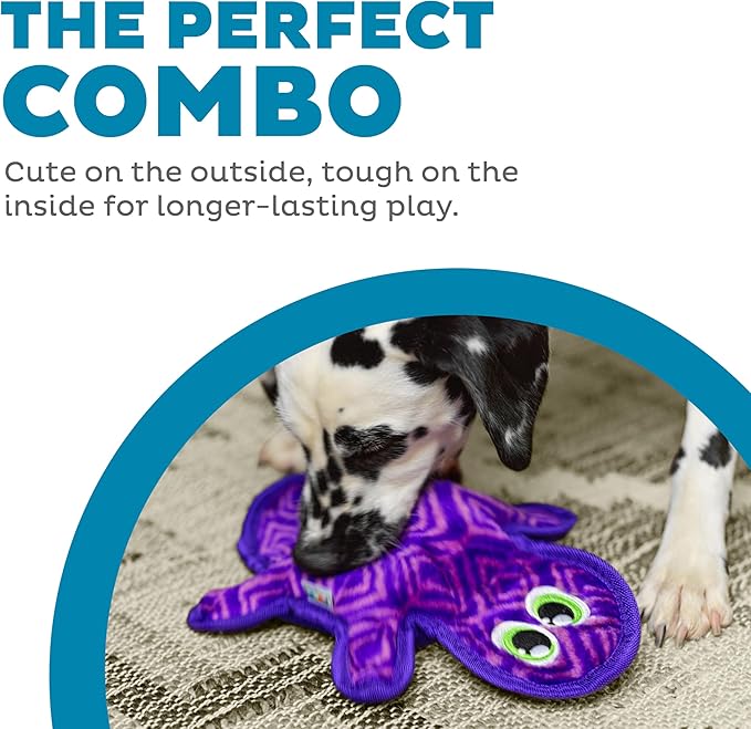 Outward Hound Durablez Medium Gecko Stuffing-Free Squeaky Plush Dog Toy for Puppies & Dogs - Interactive, Soft Yet Tough, No Mess, Jumbo Squeaker, Long-Lasting Play, 14 inch, Purple