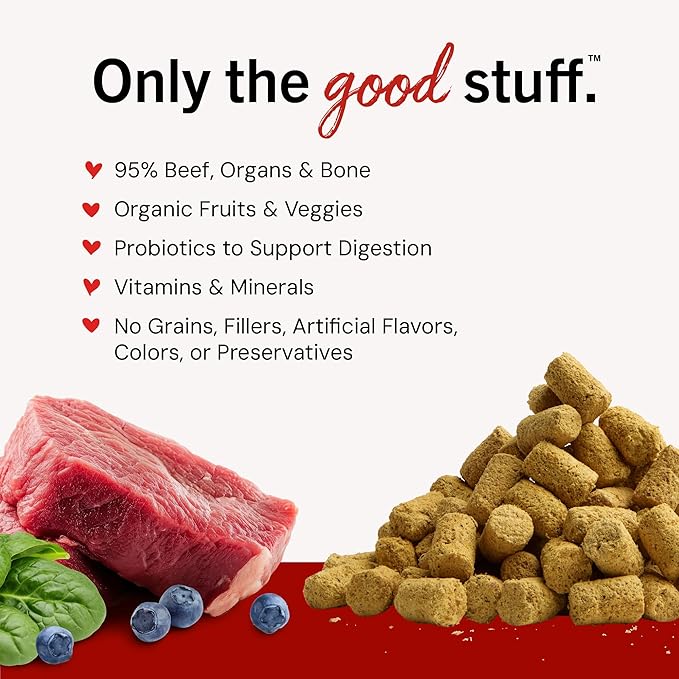 Stella & Chewy's Freeze-Dried Raw Beef Meal Mixers- Dog Food Topper and Mixer - Made with 95% Grass-Fed Beef, Organs & Bone - Perfect for Picky Eaters - Grain-Free - 18 oz