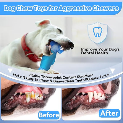 BIKIISEN Dog Toys for Aggressive Chewers, Interactive Dog Chew Toy for Large Dogs, Indestructible Squeaky Toys to Keep Them Busy, Tough Toys for Medium/Large Dogs Blue