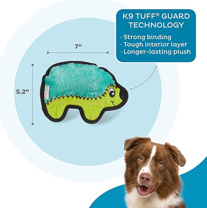 Outward Hound Durablez Minis – Squeaky Plush Dog Toy, No Stuffing for Less Mess, Interactive & Tough, Jumbo Squeaker, Puppies & Small Dogs, Hedgehog, 7"