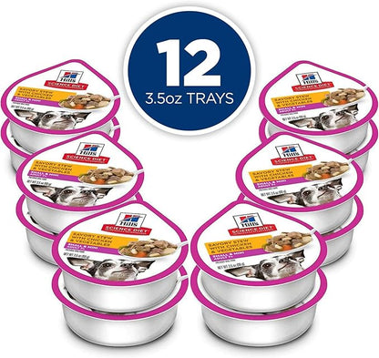 Hill's Science Diet Adult 7+ Small & Mini Wet Dog Food, Chicken & Vegetables, 3.5 oz. Trays, 12-Pack